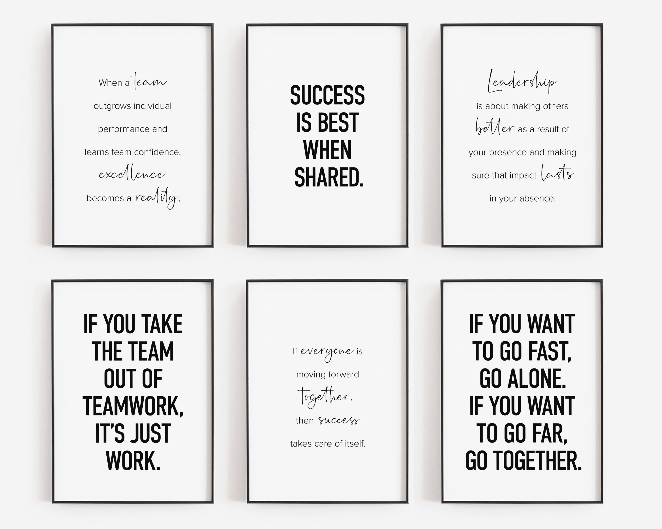 Team Office Decor, Set of 12 PRINTABLES, Teamwork Wall Art ...