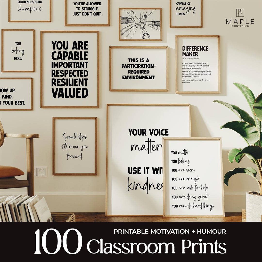 100 High School Classroom Prints: Motivational Classroom Decor, Inspirational and Sarcasti