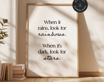 Motivational Print: 'Look for Rainbows Look for Stars' Poster, Positive Mindset Quote for Wall Decor, Typography Wall Art (Digital Download)