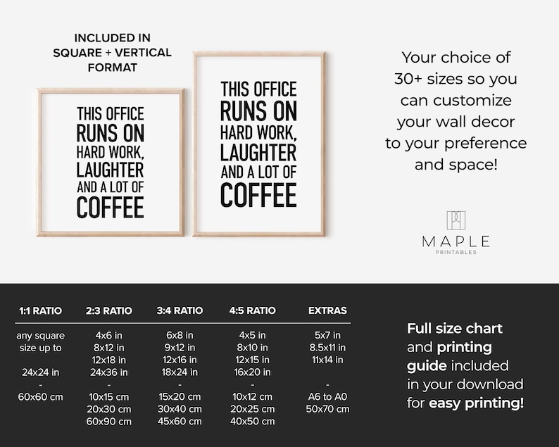 Office Decor, Teamwork Quote Printable, HR Office Print, Coffee Humour Gifts, Workplace Wall Art, Downloadable Poster, Hard Work Laughter image 5