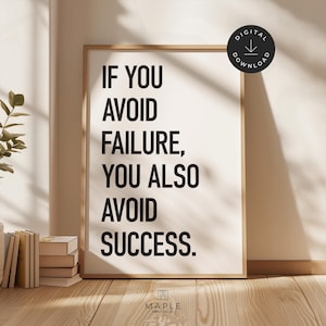 Motivational Wall Art, Printable Success Posters, Growth Mindset Quote Print, Home Office Decor, Workplace Motivation, Work Hard Inspiration image 1