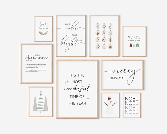 Christmas Set of 10 PRINTABLES, Cozy Christmas Decor, Christmas Wall Art, Chic Holiday Prints, Merry Christmas Posters, Xmas Decorations