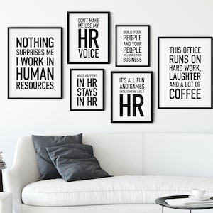 HR Office Decor, Set of 6 PRINTABLES, Human Resources Wall Art, Zoom ...