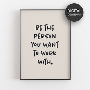 Motivational Wall Art, Printable Office Decor for Women, Aesthetic Posters, Retro Inspirational Quote, Trendy Workplace Print, Be The Person