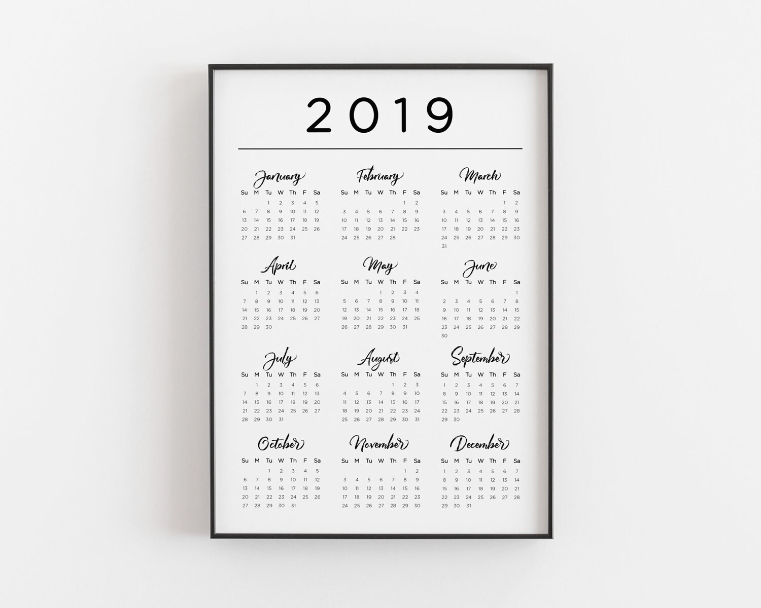 Calendar 2019 Printable Desk Calendar Downloadable Planner
