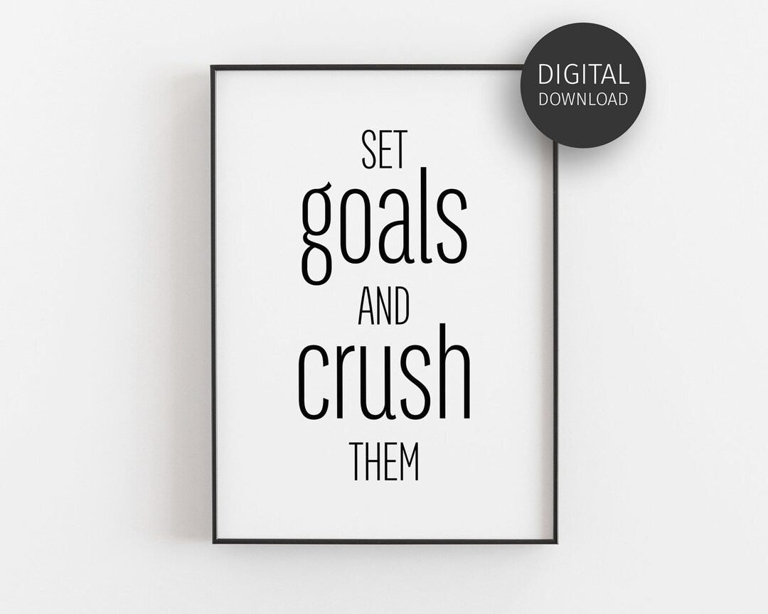 Gym Wall Art, Workout Poster, Fitness Wall Art, Downloadable Prints, Set Goals Crush Them