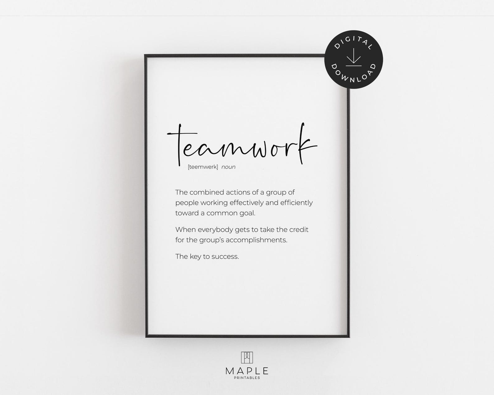 Teamwork Definition Sign Teamwork Quote Printable, Definition Poster, Office Decor, Team Gifts ...