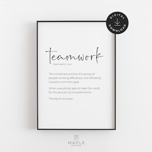 Teamwork Definition Sign Teamwork Quote Printable, Definition Poster, Office Decor, Team Gifts ...