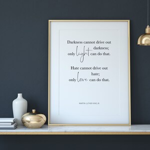 Citação de Martin Luther King Jr, impressões para download, a escuridão não pode expulsar a escuridão, pôster MLK, citação inspiradora, arte de parede para impressão imagem 4