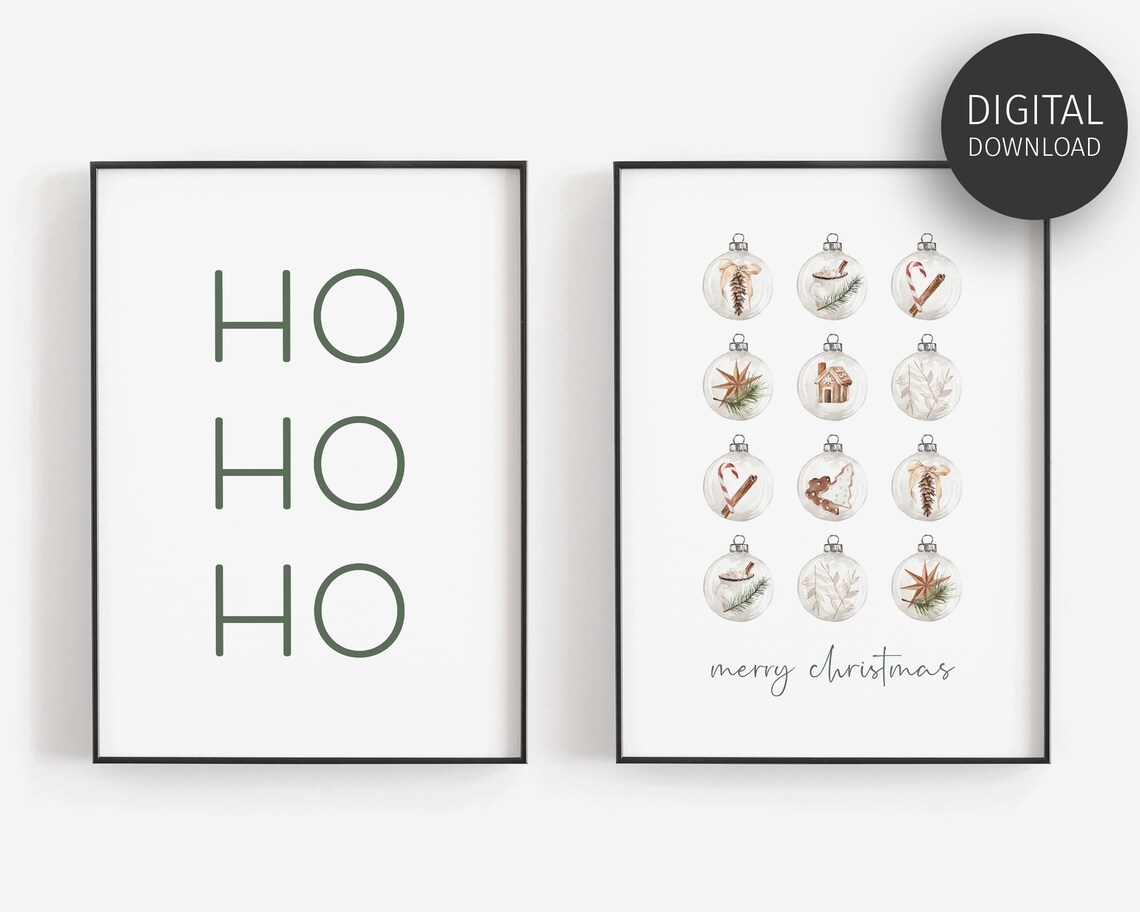 Sage Green Christmas Wall Art Set of 6 PRINTABLES Chic Etsy