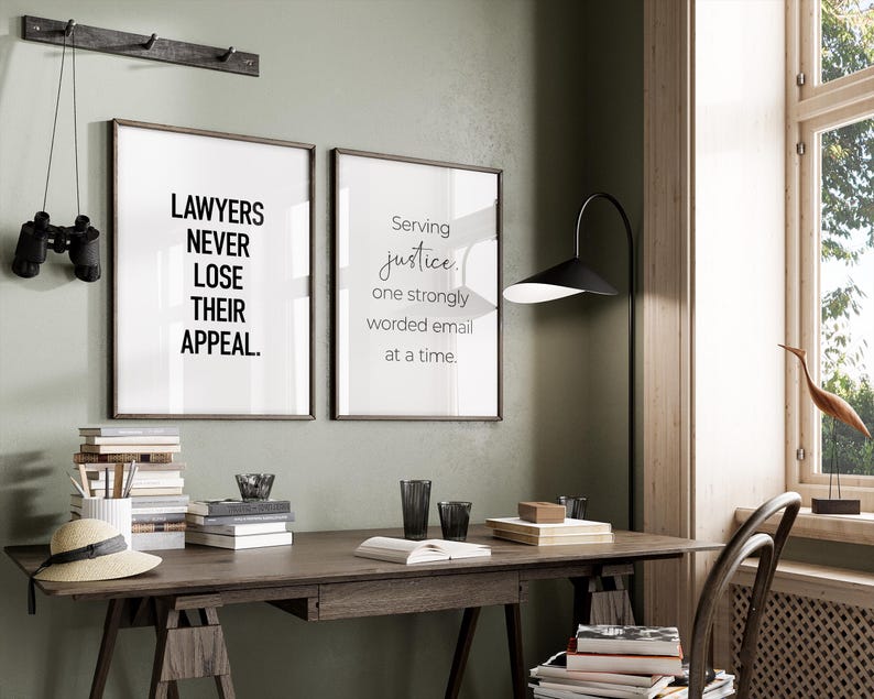 Funny Lawyer Office Decor Set of 6 Prints, Printable Quotes for Law ...
