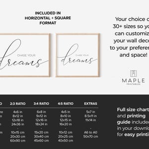 Chase Your Dreams, Dream Big, Downloadable Prints, Kids Room Decor, Inspirational Poster, Printable Wall Art, Nursery Decor, Calligraphy Art image 5