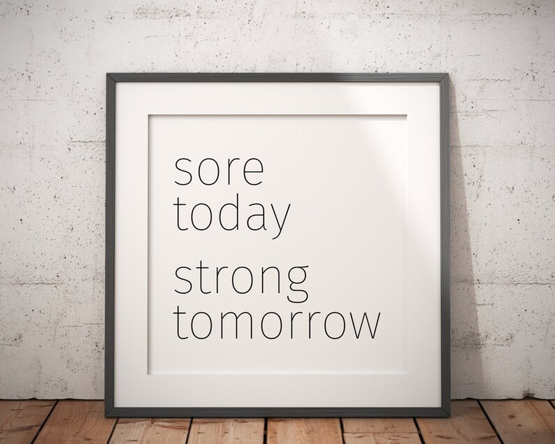 Sore Strong Quote, Fitness Printable, Workout Motivation, Gym Decor, Downloadable Prints, Typography, Minimalist Wall Art, Scandinavian image 2