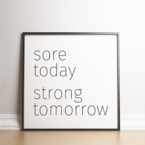 Sore Strong Quote, Fitness Printable, Workout Motivation, Gym Decor, Downloadable Prints, Typography, Minimalist Wall Art, Scandinavian image 8