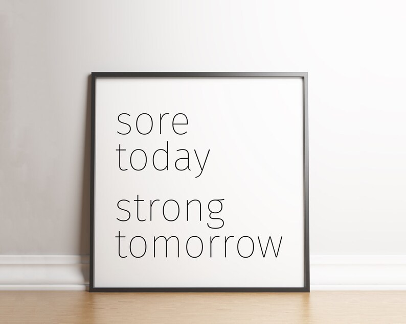 Sore Strong Quote, Fitness Printable, Workout Motivation, Gym Decor, Downloadable Prints, Typography, Minimalist Wall Art, Scandinavian image 8
