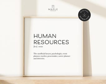 HR Definition Print: Human Resources Office Decor, Funny Poster for HR Manager, Printable Wall Art for HR Agency Team (Digital Download)