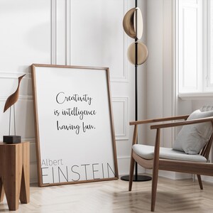 Einstein-citat, kreativitetsaffisch, presentidéer för arkitekter, ha bara kul, nedladdningsbara tryck, inspirerande dekor, utskrivbar väggkonst bild 4