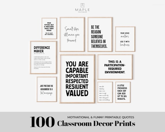 Classroom Bundle, 100 Motivational and Funny Prints for Teens, Printable Wall Art for High School Decor, Back to School Posters for Teachers