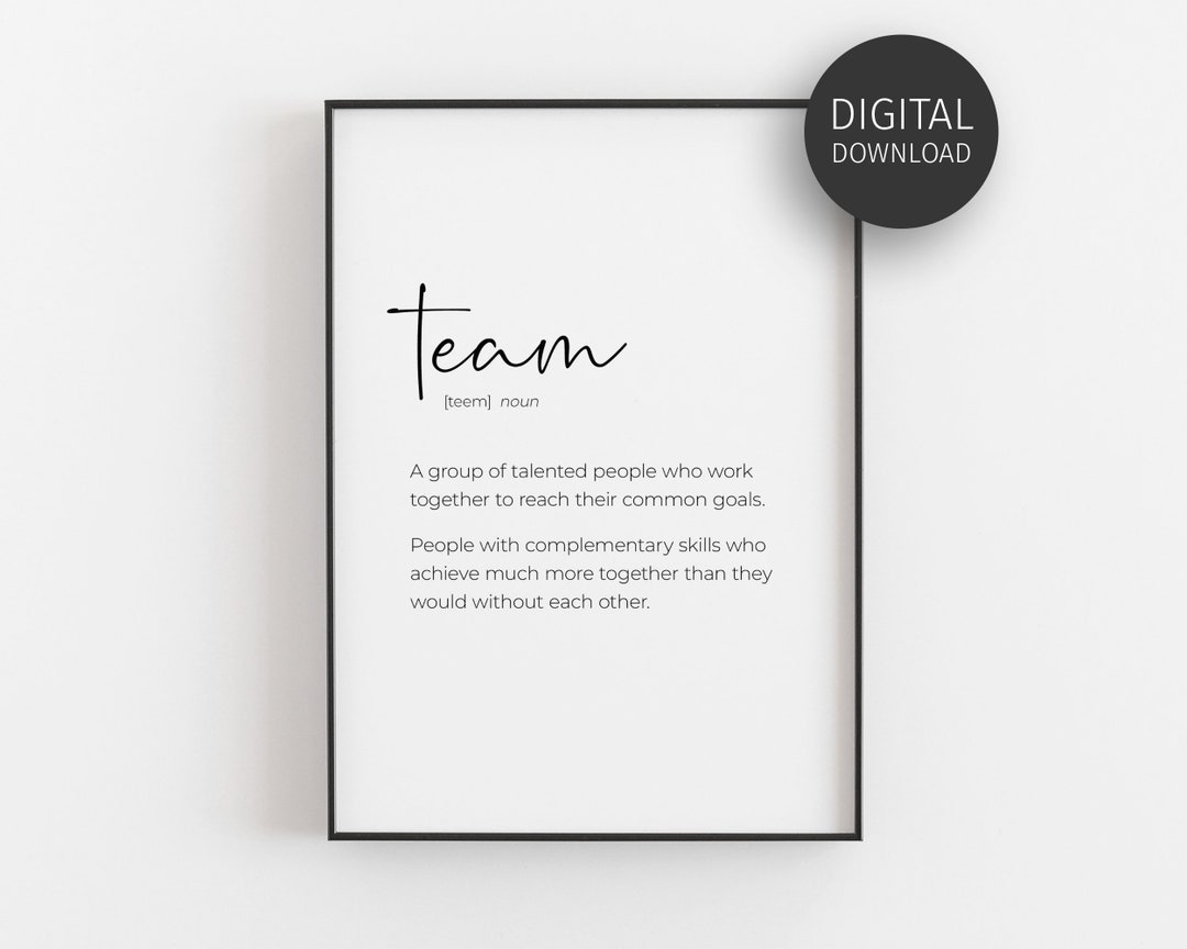 Team Definition Poster, Office Decor Wall Art, Teamwork Printable