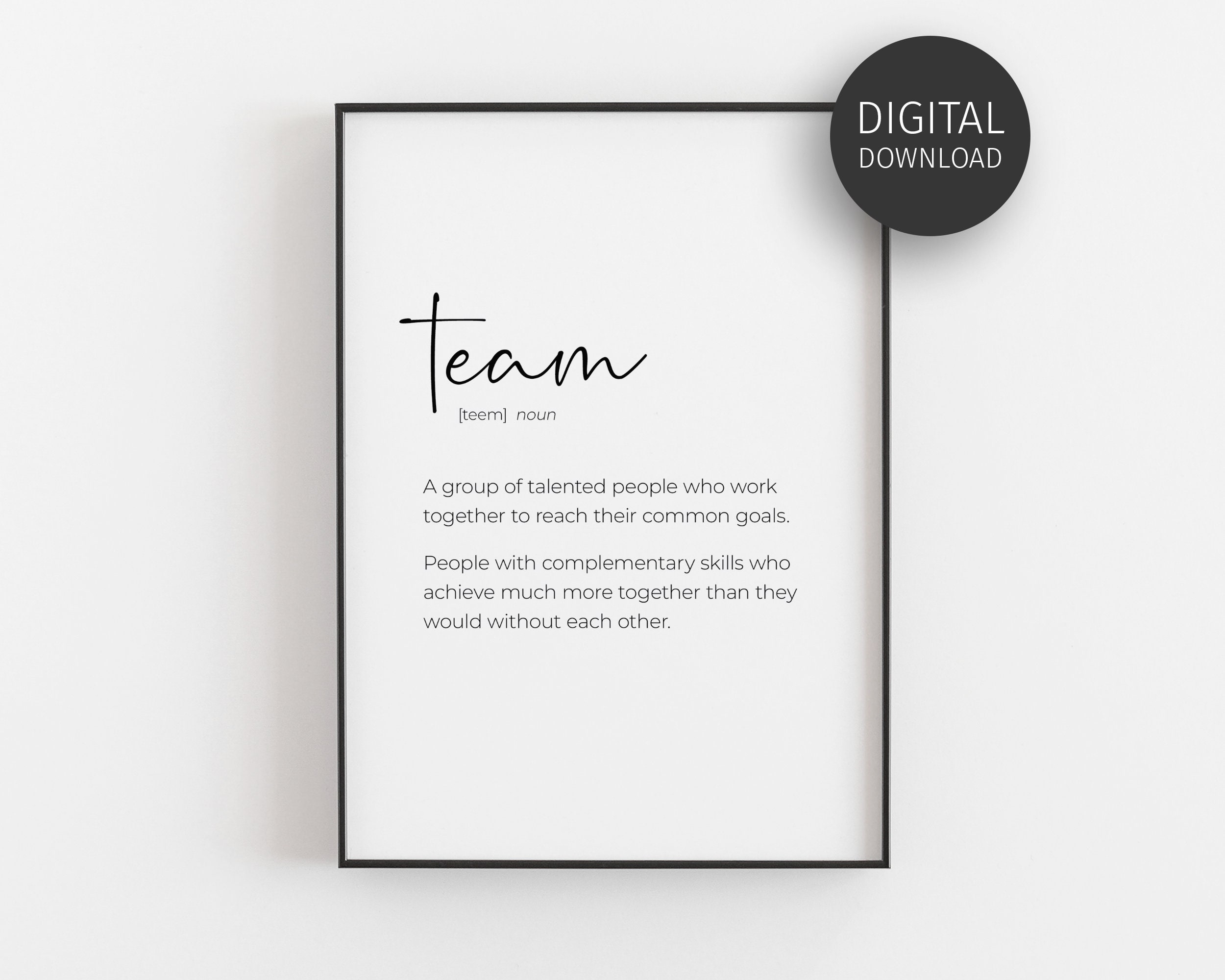 Team Definition Poster Office Decor Wall Art Teamwork Etsy UK