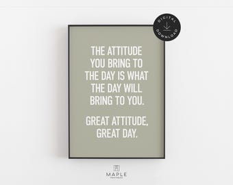 Attitude Wall Art, Sage Green Motivational Poster, Printable Office Decor, Positive Mindset Quote for Motivation, Calming Workplace Print