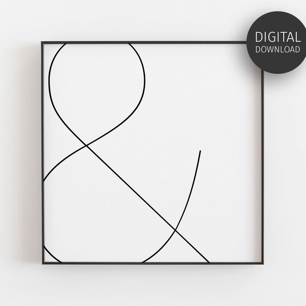 Ampersand Print, Downloadable Prints, Scandinavian Art, Home Bedroom Decor, Minimalist Poster, Ampersand Sign Symbol, Printable Wall Art