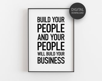 HR Office Decor, Leadership Quote, Human Resources, Printable Wall Art, Teamwork Poster, Manager Gift, Downloadable Print, Build Your People