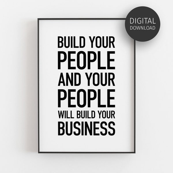 HR Office Decor, Leadership Quote, Human Resources, Printable Wall Art, Teamwork Poster, Manager Gift, Downloadable Print, Build Your People