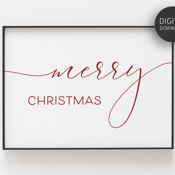 Merry Christmas Horizontal Printable - Etsy