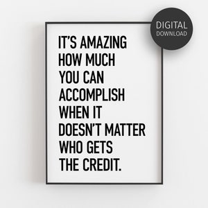 Cita de trabajo en equipo imprimible, impresiones del equipo de oficina, decoración del lugar de trabajo, impresión descargable, arte de la pared de la oficina, carteles de trabajo en equipo, inspiración para la sala de descanso