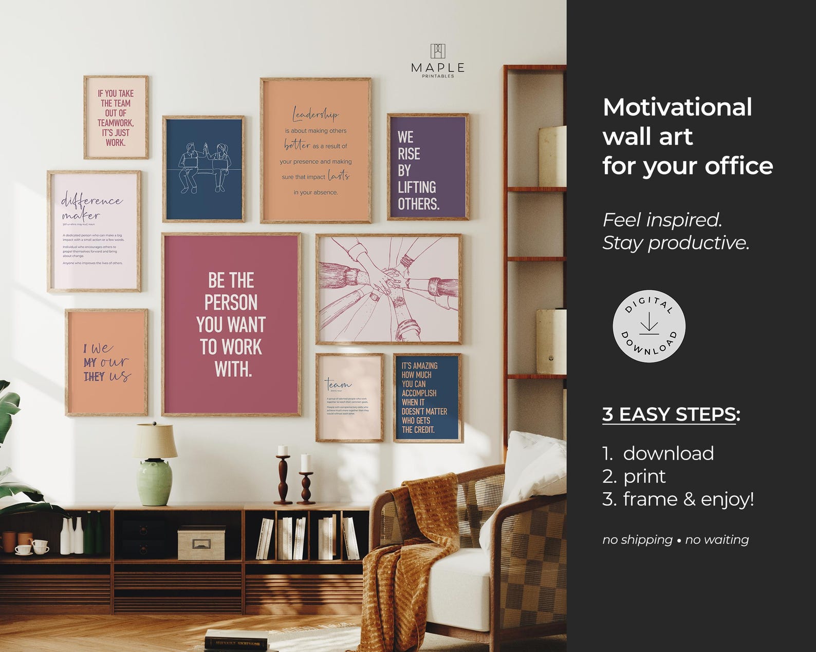 Team Office Decor, Set of 10 PRINTABLES, Motivational Wall Art ...