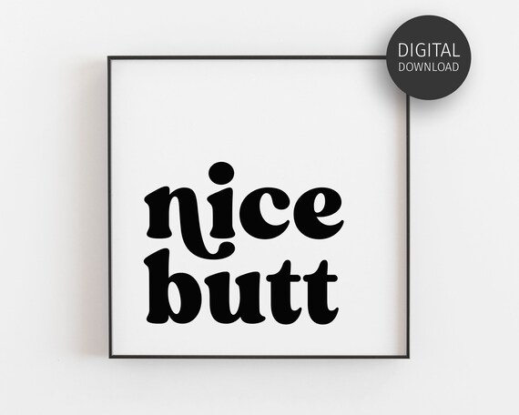 Nice Butt Print Printable Wall Art Retro Bathroom Decor - Etsy