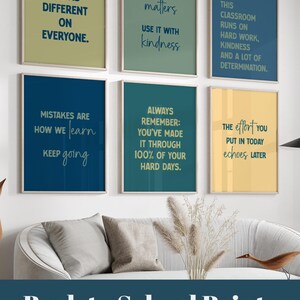 Classroom Decor Set of 6 Motivational Prints, Colourful Printable Wall ...