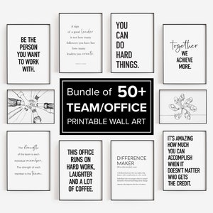 Motivational Office Decor for Team, Mega Bundle of 50 Prints, Modern Workplace Posters, Cubicle Decor, Printable Wall Art, Teamwork Quotes