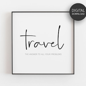 Stampa con preventivo di viaggio, Stampe scaricabili, Arte murale minimalista, Regalo di viaggio, Arredamento camera da letto, Arredamento viaggio, Poster tipografico, Cartello quadrato