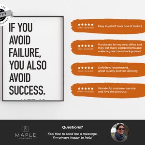 Motivational Wall Art, Printable Success Posters, Growth Mindset Quote Print, Home Office Decor, Workplace Motivation, Work Hard Inspiration image 6