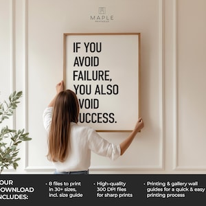Motivational Wall Art, Printable Success Posters, Growth Mindset Quote Print, Home Office Decor, Workplace Motivation, Work Hard Inspiration image 3