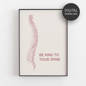Póster de quiropráctico, regalos quiroprácticos, lámina rosa de anatomía de la columna vertebral, decoración de oficina para quiroprácticos, susurrador de columna vertebral, arte mural quiropráctico imprimible
