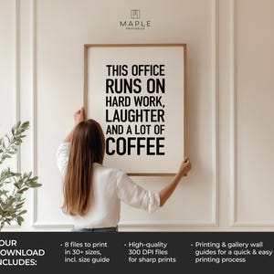Office Decor, Teamwork Quote Printable, HR Office Print, Coffee Humour Gifts, Workplace Wall Art, Downloadable Poster, Hard Work Laughter image 3
