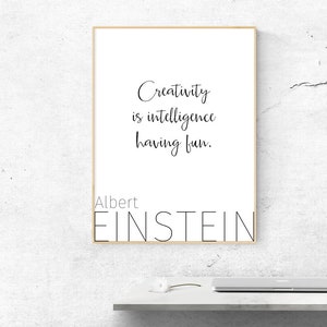 Einstein-citat, kreativitetsaffisch, presentidéer för arkitekter, ha bara kul, nedladdningsbara tryck, inspirerande dekor, utskrivbar väggkonst bild 7