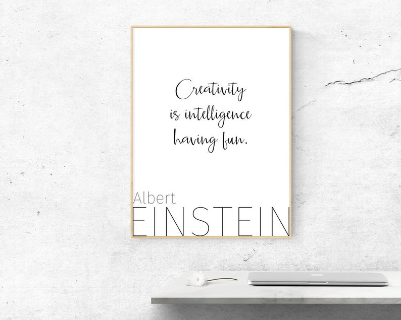 Einstein-citat, kreativitetsaffisch, presentidéer för arkitekter, ha bara kul, nedladdningsbara tryck, inspirerande dekor, utskrivbar väggkonst bild 7