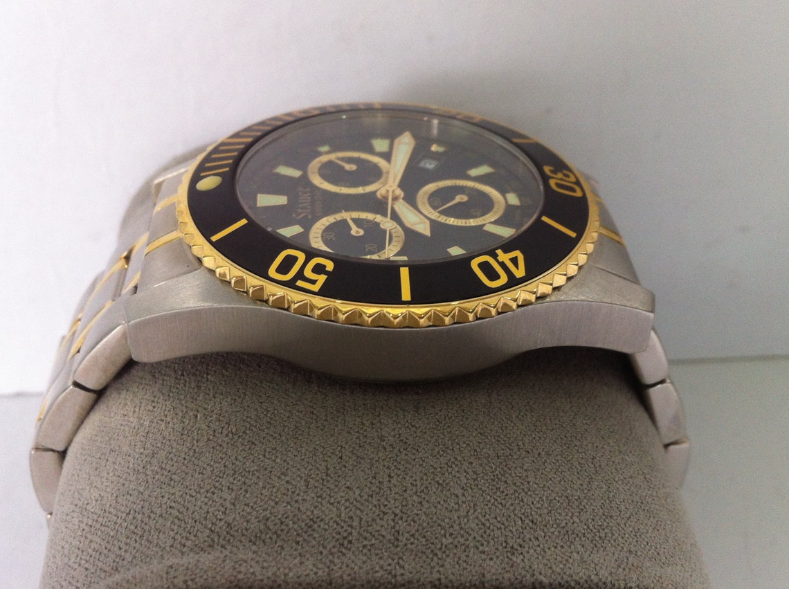 Mens Stauer Swiss Dive Chronograph Black Dial Sapphire Etsy