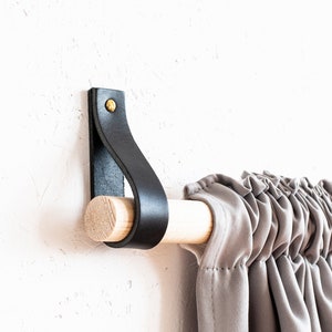 Leather curtain rod holder, leather curtain holder, curtain holder, curtain rod bracket, leather curtain rod, curtain rods, curtain holders