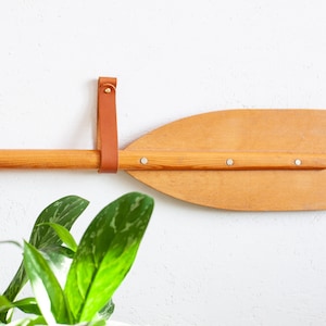 Leather paddle hangers, canoe paddle hanger, hanger for decorative paddle, leather oar hanger, leather hanger for canoe paddle, canoe paddle image 3