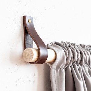 Leather curtain rod holder, leather curtain holder, curtain holder, curtain rod bracket, leather curtain rod, curtain rods, window treatment