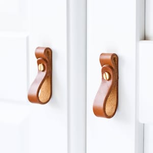 Leather drawer pulls, leather door handles, leather door pulls, leather knobs, cupboard handles, leather knob pulls, knobs, furniture pulls