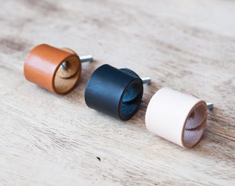 Maniglia per cassetto, maniglia per porta, pomello per armadio in pelle conciata al vegetale