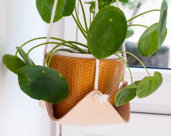 planteur suspendu en cuir, hamac de plante, plante suspendue, décor boho, pot suspendu, fronde de plante, support de plante suspendu, planteur suspendu, planteur de planteur