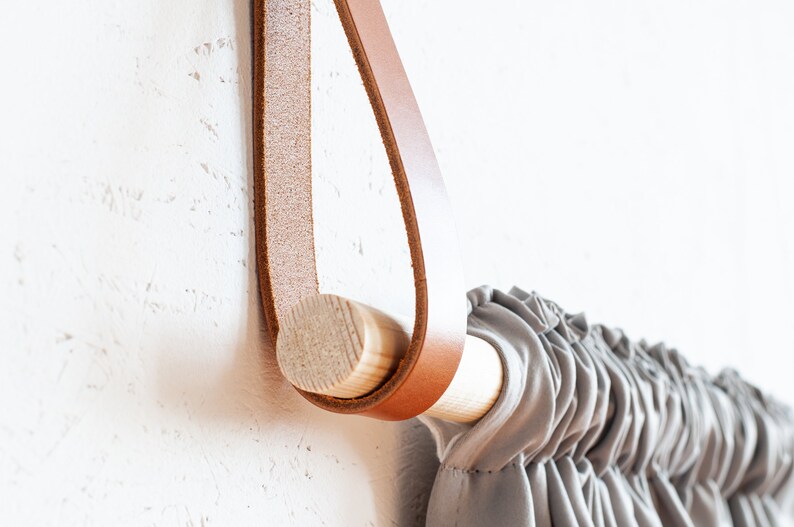 Leather Curtain Rod Holder Leather Curtain Holder Curtain Etsy