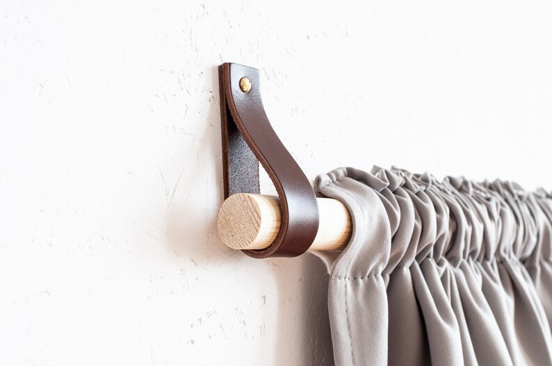 Leather Curtain Rod Holder Leather Curtain Holder Curtain Etsy